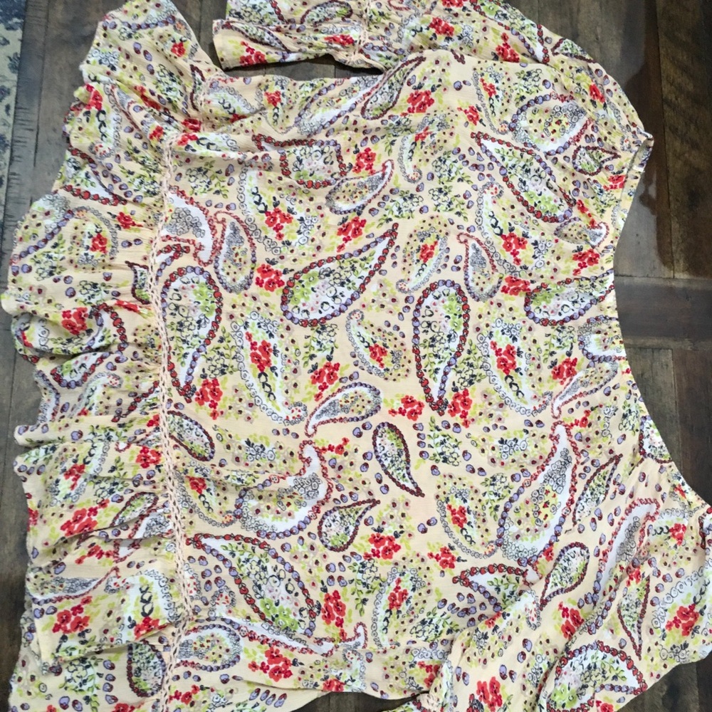 Fever XL Floral Paisley Women's Top off shoulder
